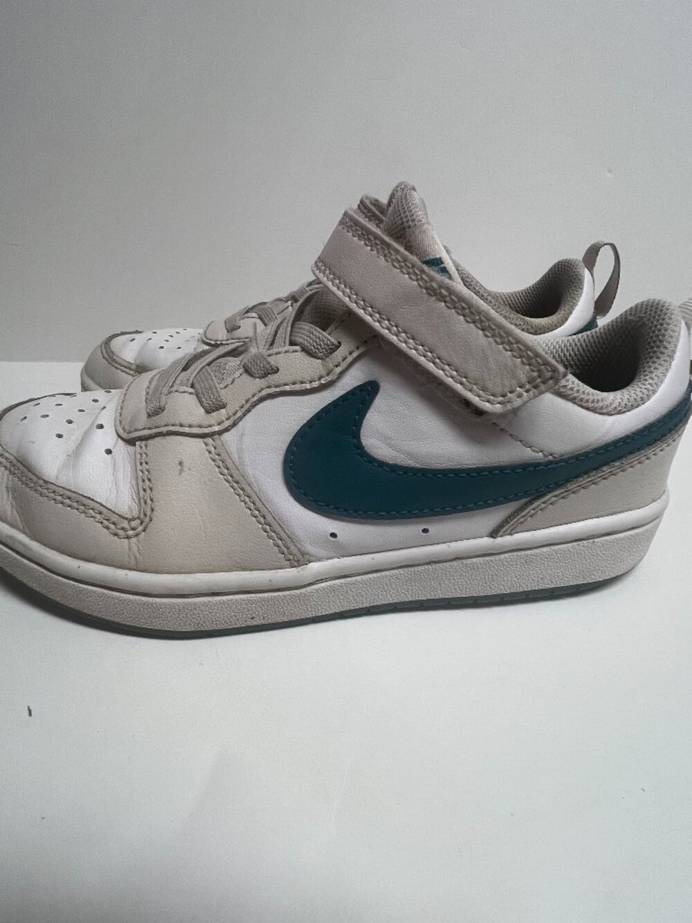 Nike Court Borough Low 2 PS Kids Size 2Y Cream Teal Shoes BQ5451-017